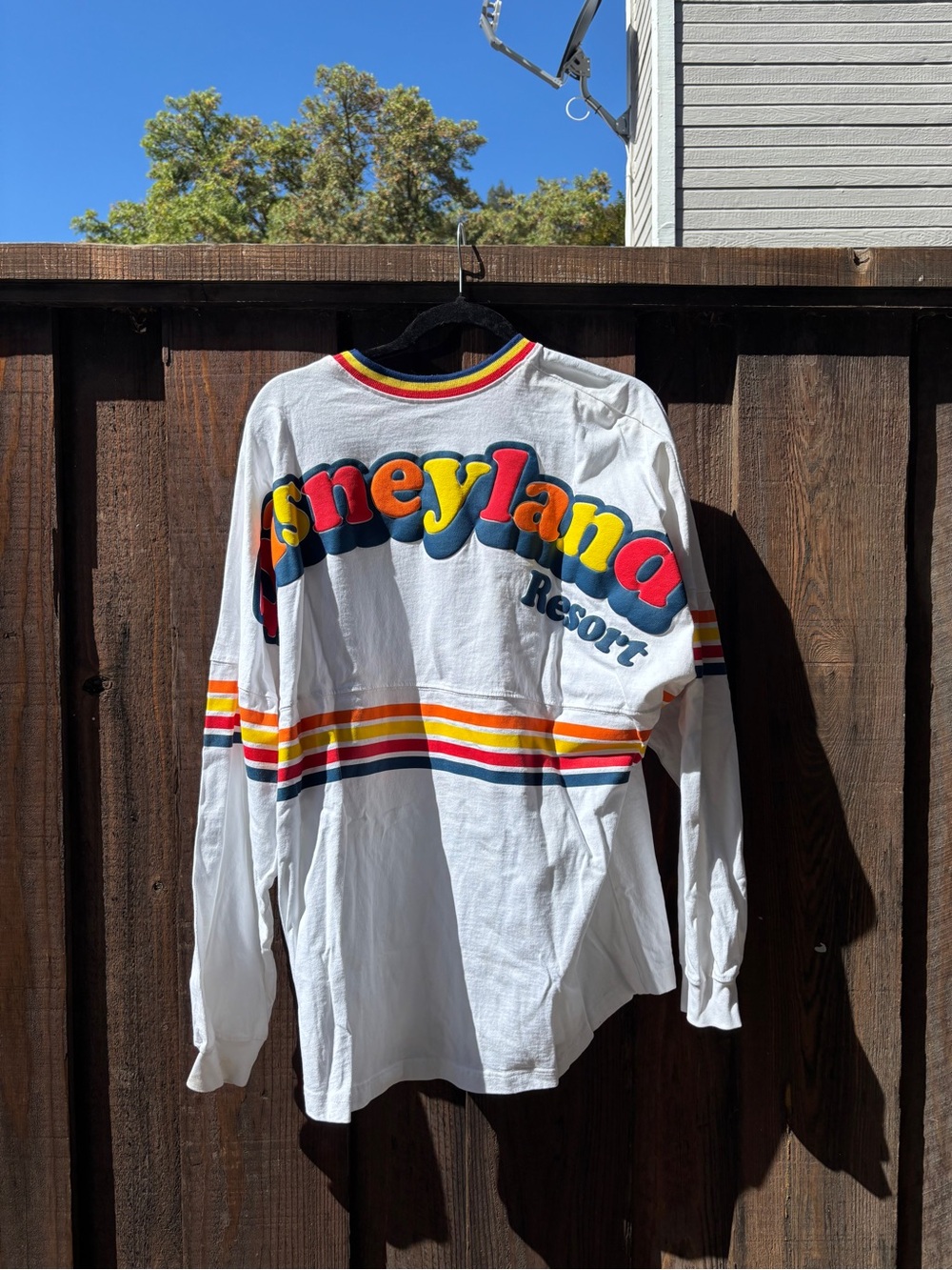 Like New Disneyland Spirit Jersey White Long-Sleeve Kids Tee with Rainbow Logo